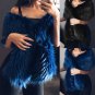 Luxury Shawl Navy Blue Shawl Faux Fur Wraps for Wedding Occasion Elegant Winter Accessories