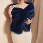 Luxury Shawl Navy Blue Shawl Faux Fur Wraps for Wedding Occasion Elegant Winter Accessories