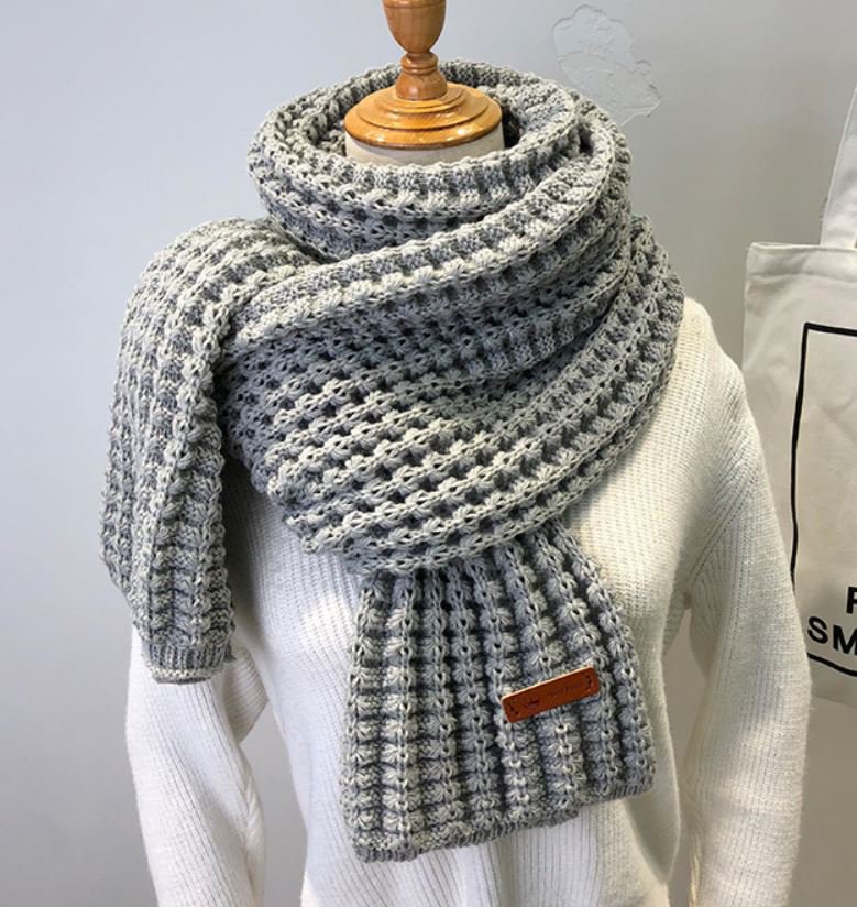 Unisex Winter Scarf Crocheted Wide and Long Scarves Puffy Large Size ...