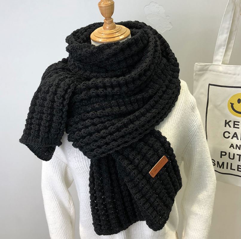 Unisex Winter Scarf Crocheted Wide and Long Scarves Puffy Large Size