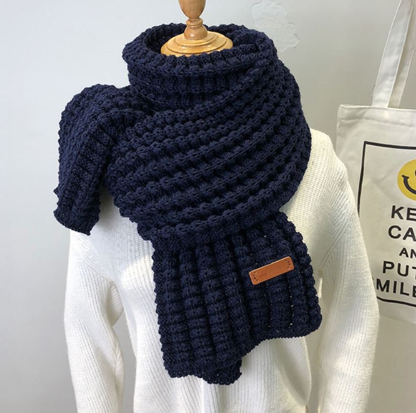 Unisex Winter Scarf Crocheted Wide and Long Scarves Puffy Large Size