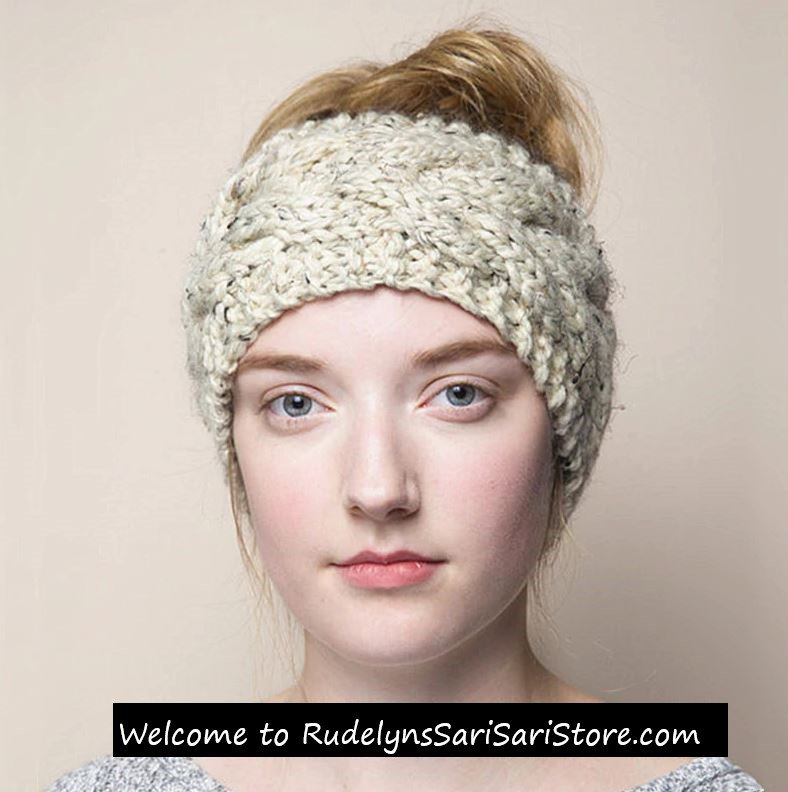2pcs Warm Wool Knitted Wide Headband for Women Beige Winter Ear Warmer Head Wraps for Winter