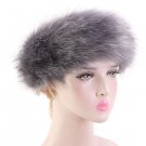 Gray Bandanas Winter Fur Accessory Warm Headband Hat Faux Fox Fur Head Warmers for Women