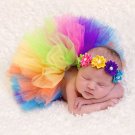 Pretty Multicolor Newborn Girls 0-3 Months Baby Shower Gift Skirt with Matching Headband