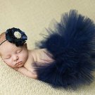 Navy Blue Tutu Skirt and Headband for Newborn Girls