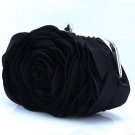 Black Phone Holder Black Evening Bags Limited Stocks Black Clutch for Women Big Rose Flower Bags