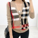 Brown Sweater for Women Striped Sweaters Fashion Designer Button Up Tops for Women