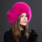 Real Pink Fur Ushanka Real Fox Fur for Bomber Russian Women Hotpink Bikers Hats
