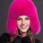 Real Pink Fur Ushanka Real Fox Fur for Bomber Russian Women Hotpink Bikers Hats