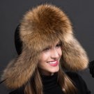 Brown Ski Hats Snow Hats Extreme Cold Protection Real Fur Ushanka Fox Fur for Bomber Russian Women