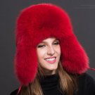 True Gift Red Fur Ushanka Genuine Fox Fur for Women Bomber Russian Red Winter Hats