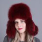 True Gift Red Fur Ushanka Genuine Fox Fur for Women Bomber Russian Red Winter Hats