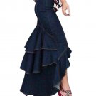 Rsslyn Lovely Denim Skirts for Women Denim Skirt Mermaid Dove Tail Ruffled Tail Slim Fit LMF24-59