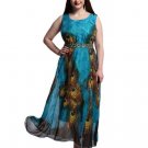 Size L/XL Beautiful Peacock Dress with Peacock Belt Thanksgiving Outfit Sleeveless Dress for Summer