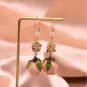 Hook Dried Fresh Rose Buds Earrings Glazed Handmade Preserve Roses Bridal Earrings Baroque Pearl