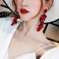 Long Earrings for Women Sexy Red Rose Petal Long Tassel Earrings Red Fashion Jewelries