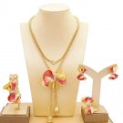 Bows of Dubai Gold Jewelry Sets Wedding Gifts Party Necklace Bowknot Earrings Ring Bracelet Set
