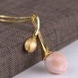 Rsslyn Original Design Pink Shell Magnolia Flower Ring Earrings Necklace Luxury Jewelry Sets