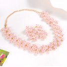 Rsslyn Pink Jewelries Set for Women Pink Necklace Pink Earrings Pink Flowers Wedding Set
