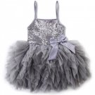 SALE! Limited Stocks Silver Dress for 5T Girls Gray Tutu Ballet Outfit Gray Dress Sequined Dress