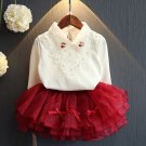 Limited Stocks 24 Months Dresses White Collared Blouses for Girls Matching Set Red Tutu Skirt