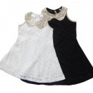Christmas Outfit for 3 Months White Dress for Baby Girls Sleeveless White Dress with Golden Collar