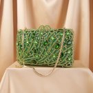 FREE CC BROOCH for Luxury Green Clutches for Women-Sparkly Diamond Crystals Hollow Box