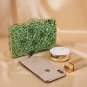 FREE CC BROOCH for Luxury Green Clutches for Women-Sparkly Diamond Crystals Hollow Box