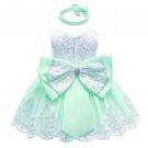 Mint Green Color Ballgown Dress for Baby Girls Quinceañera Girls Free Baby Headband Birthday Outfit
