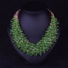 Rsslyn Silk Bib Pretty Green Necklace Statements Jewelry for Women Chunky Collar Necklaces
