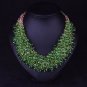 Rsslyn Silk Bib Pretty Green Necklace Statements Jewelry for Women Chunky Collar Necklaces