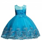 New Turquoise Blue with Embroidery Laces 4T Flower Girls Outfit for Wedding Dresses