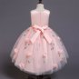 Tween Girls Top Classy Pink Dress with Tail Solid Floral Patchwork and Embroidery