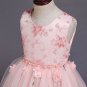 Tween Girls Top Classy Pink Dress with Tail Solid Floral Patchwork and Embroidery