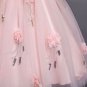 Tween Girls Top Classy Pink Dress with Tail Solid Floral Patchwork and Embroidery