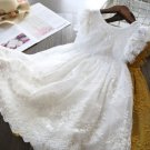 RSSlyn White Dress for Baby Girls Ruffled Sleeves Christening Party Dresses Full Lacy Sleeves