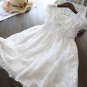 RSSlyn White Dress for Baby Girls Ruffled Sleeves Christening Party Dresses Full Lacy Sleeves