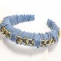 Rsslyn Large Denim Headbands Hair Accessories for Women with Golden Chains