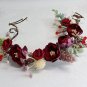 Rsslyn Bridal Flower Tiaras Silk Flower Wreath Garden Wedding Red Tiaras for Girls