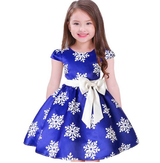 Rsslyn 2pcs/SET Snowflakes Christmas Dress for Baby Girls Silver Tiara Royal Blue Christmas Dress