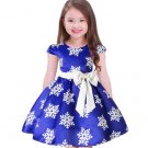 Rsslyn 2pcs/SET Snowflakes Christmas Dress for Baby Girls Silver Tiara Royal Blue Christmas Dress