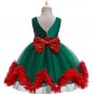 Rsslyn 2pcs/ SET Green Christmas Dress for Girls Free Reindeer Headband with Maroon Bow