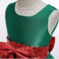Rsslyn 2pcs/ SET Green Christmas Dress for Girls Free Reindeer Headband with Maroon Bow