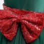 Rsslyn 2pcs/ SET Green Christmas Dress for Girls Free Reindeer Headband with Maroon Bow