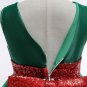 Rsslyn 2pcs/ SET Green Christmas Dress for Girls Free Reindeer Headband with Maroon Bow
