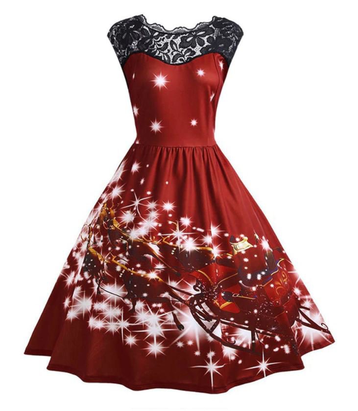 RSSLyn Santa Sleighing Christmas Dress for Teenage Girls and Wome's ...