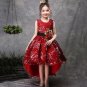 Rsslyn High-Quality Christmas Dress for Girls Trailing Burgundy Dress Free Golden Crown for Girls