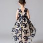 Rsslyn Embroidery Ruffles Navy Blue Dress with Long Bow Tie Sweetheart Teen Girls Formal Dress