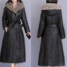 RSSLyn Free CC Brooch for Leather Coats High-Quality Quilted Overcoats for Women with Sheep Fur Hood
