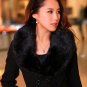 Rsslyn Ready 2 Ship Black Trench Coats for Women Removable Fur Collar New Overcoats